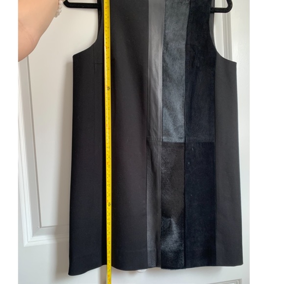 Theory Elso Calf Hair Suede Leather Panel Shift Dress Black Size 4 ($615 Retail) - Picture 6 of 11